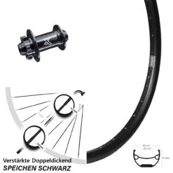 29 Zoll Vorderrad Breite Felge Ryde Andra 29-622 ETRTO Lastenrad KX-M Steckachse 15/100 Mm