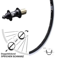 Hinterrad 28 Zoll Ryde ZAC 421 Felgenbremse Schwarz Novatec F162SB