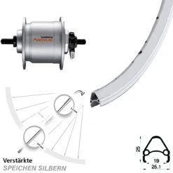 Shimano DH-C3000-3N Rodi Airline1 Vorderrad 28 Zoll Silbern Vollachse Mutterntyp