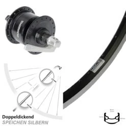 26 Zoll Nabendynamolaufrad Ryde Andra 35 Shimano DH-3N72 Schwarz Schnellspanner