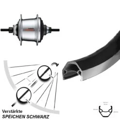 26 Zoll Ryde Zac 2000 Shimano SG-C3001 7-Gang Hinterrad Schwarz