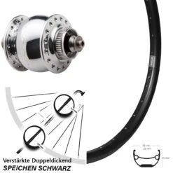 Vorderes Rad Mit Nabendynamo SON 28 Disc Silbern Poliert Ryde Andra 29 27,5 Zoll