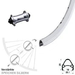 Rodi Airline1 Vorderrad 28 Zoll Mit KX-T Nabe Silbern 4-fach Gelagert