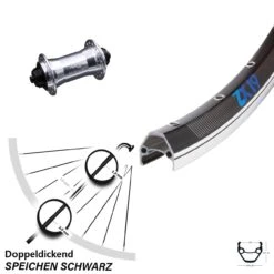 28 Zoll Exal ZX19 Doppelt Geöst KX-T Vorderradnabe Silbern