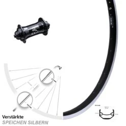 Ryde Andra 40 Vorderrad 27,5 Zoll Felgenbremse Mit KX-T Nabe Schwarz 4 Kugellager