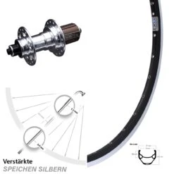 KX-T 130 Mm Silbern Eloxiert Ryde ZAC 421 Hinteres Rad 28 Zoll