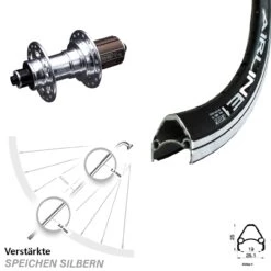 28 Zoll Hinterrad KX-T Nabe 130 Mm Mm Silbern Eloxiert 6-fach Gelagert Rodi Airline 1