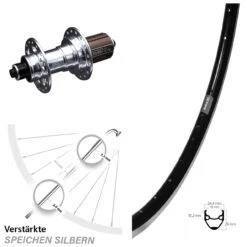 Ryde Andra 20 Hinterrad 28 Zoll Mit KX-T Nabe 130 Mm Mm Silbern Eloxiert 6 Kugellager