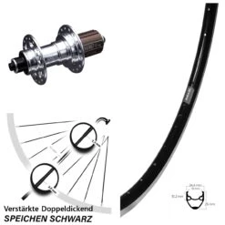 Hinterrad 28 Zoll Ryde Andra 20 Felgenbremse 7/11-fach KX-T Nabe Verstärkt 130mm Silbern