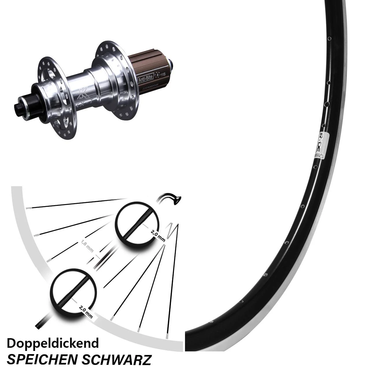 Ryde Dutch 19 Felgenbremse Hinterrad 28 Zoll KX-T Nabe 130mm Silbern 1 Ryde Dutch 19 Felgenbremse Hinterrad 28 Zoll KX-T Nabe 130mm Silbern