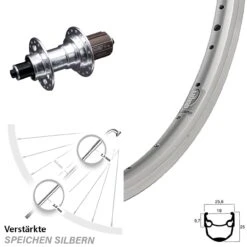 28 Zoll Hinterrad KX-T Nabe 135 Mm Silbern Eloxiert Ryde Andra 10 Verstärkt 11-fach