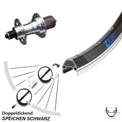 Hinterrad 28 Zoll Exal ZX19 Doppelt Geöst KX-T Nabe 5x135 Mm Silbern