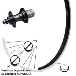 Ryde Andra 40 Hinterrad Verstärkt KX-T 135 Mm Schwarz