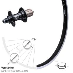 Ryde Andra 40 Hinterrad 28 Zoll Mit KX-T Nabe 135 Mm Mm Schwarz 6 Kugellager