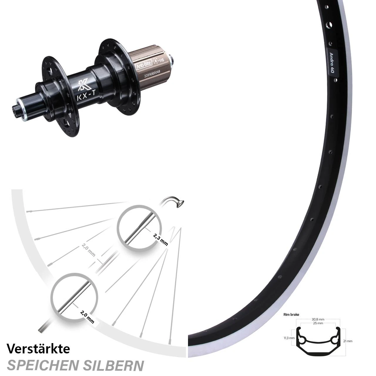 Ryde Andra 40 Hinterrad 28 Zoll Mit KX-T Nabe 135 Mm Mm Schwarz 6 Kugellager 1 Ryde Andra 40 Hinterrad 28 Zoll Mit KX-T Nabe 135 Mm Mm Schwarz 6 Kugellager
