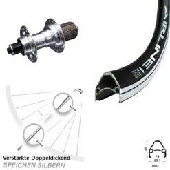 28 Zoll Hinterrad KX-T Silbern 135 Mm Rodi Airline 1 Verstärkt Felgenbremse