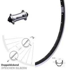 28 Zoll Vorderrad KX-T Silbern Ryde ZAC 421