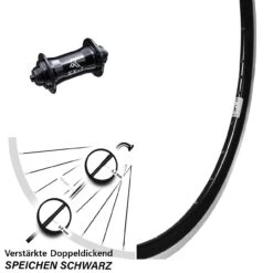 Schwarzes 28 Zoll Vorderrad Ryde Dutch 19 Mit KX-T Nabe 4-fach Gelagert