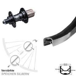 28 Zoll Hinterrad Ryde Andra 30 Mit Nabe KX-T 135 Mm Schwarz 6-fach Gelagert