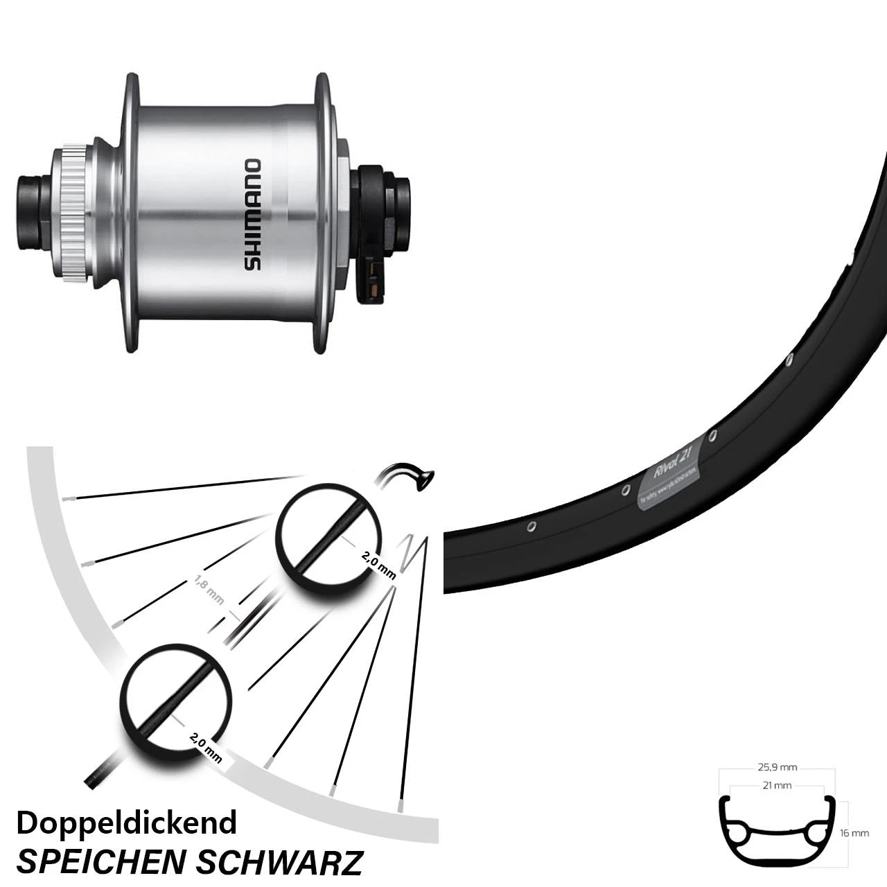 Shimano DH-UR708 Ryde Rival 21 Vorderrad 27,5 Zoll 15x100 1 Shimano DH-UR708 Ryde Rival 21 Vorderrad 27,5 Zoll 15x100