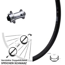 26 Zoll Vorderrad KX-E Nabe Silbern 15x100 Mm 6-loch Verstärkt Ryde Andra 40 Disc