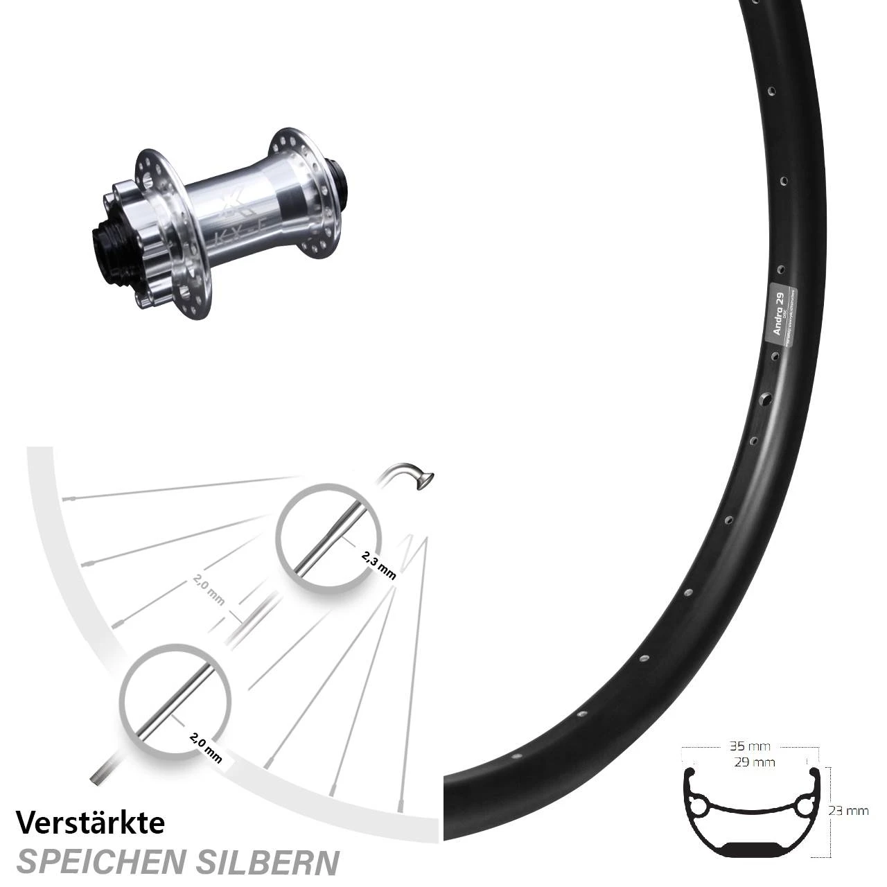 26 Zoll Vorderrad KX-E Nabe Silbern 15x100 Mm 6-loch Ryde Andra 29 1 26 Zoll Vorderrad KX-E Nabe Silbern 15x100 Mm 6-loch Ryde Andra 29