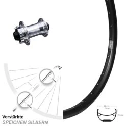 26 Zoll Vorderrad KX-E Nabe Silbern 15x100 Mm 6-loch Ryde Andra 29-559 ETRTO