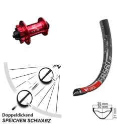 Dt-swiss KX-M Nabe Rot-eloxiert 5x100 Mm DT Swiss FR 560 Vorderrad 26 Zoll Für 6-Loch