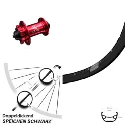 KX-M Nabe Rot-eloxiert 5x100 Mm Ryde Rival 21 Vorderrad 27,5 Zoll Für 6-Loch