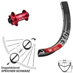 Dt-swiss 27,5 Zoll Vorderrad KX-M Nabe Rot-eloxiert 15x100 Mm DT Swiss EX 471 MTB Enduro