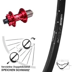 Nabe KX-M Rot 12x142 Mm Ryde Edge M30 OS Hinterrad 29 Zoll 6-loch 11-fach