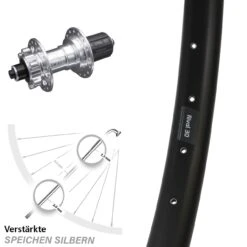 Ryde Rival 30 Disc Hinterrad 27,5 Zoll Mit KX-E Nabe Silbern-eloxiert 5x135 Mm 6-Loch
