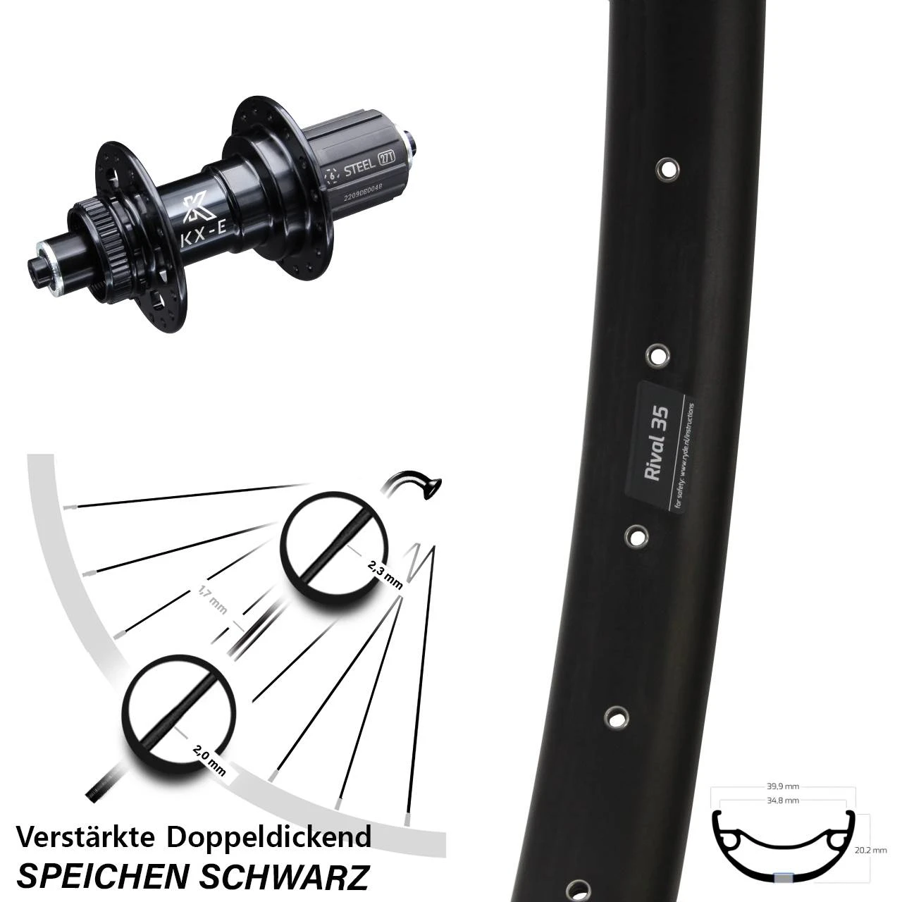 27,5+ Zoll Hinterrad Verstärkt Ryde Rival 35 Disc Mit KX-E 5x135 Mm 1 27,5+ Zoll Hinterrad Verstärkt Ryde Rival 35 Disc Mit KX-E 5x135 Mm