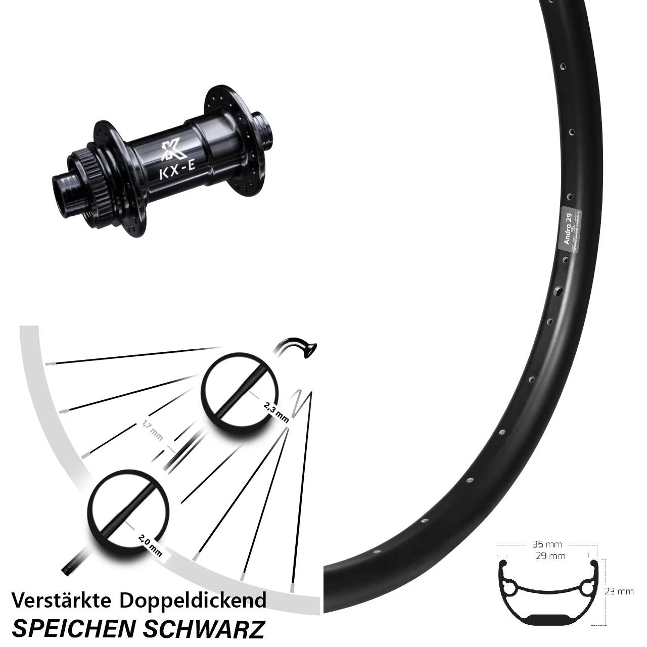 29 Zoll Vorderrad Ryde Andra KX-E Steckachse 15x100 Mm Centerlock Lastenrad 1 29 Zoll Vorderrad Ryde Andra KX-E Steckachse 15x100 Mm Centerlock Lastenrad