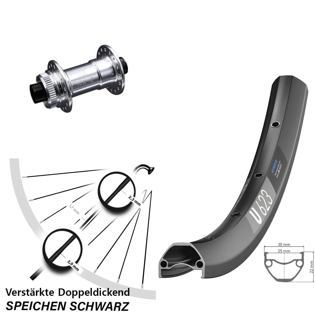 Dt-swiss DT Swiss U 623 Disc Vorderrad 29 Zoll Mit KX-E Steckachse 15x100 Nabe Silbern-eloxiert 1 Dt-swiss DT Swiss U 623 Disc Vorderrad 29 Zoll Mit KX-E Steckachse 15x100 Nabe Silbern-eloxiert