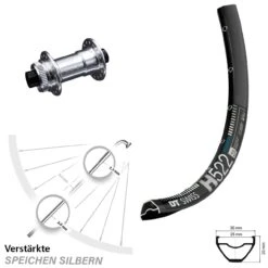 Dt-swiss KX-E Nabe Centerlock 15x100 Mm Silbern Eloxiert DT Swiss H 522 Vorderrad 27,5 Zoll E-Bike