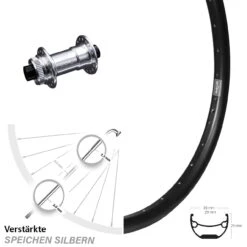 27,5 Zoll Vorderrad KX-E Centerlock 15x100 Mm Silbern Eloxiert Ryde Andra 29 Steckachse