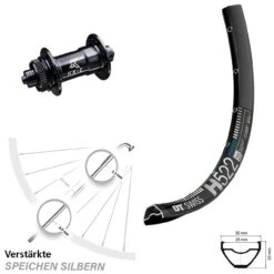 Dt-swiss KX-E Nabe Centerlock 5x100 Mm Schwarz DT Swiss H 522 Vorderrad 27,5 Zoll E-Bike