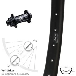 Breites Vorderrad Ryde Rival 35 Disc Mit KX-E Nabe Schwarz Verstärkt Centerlock