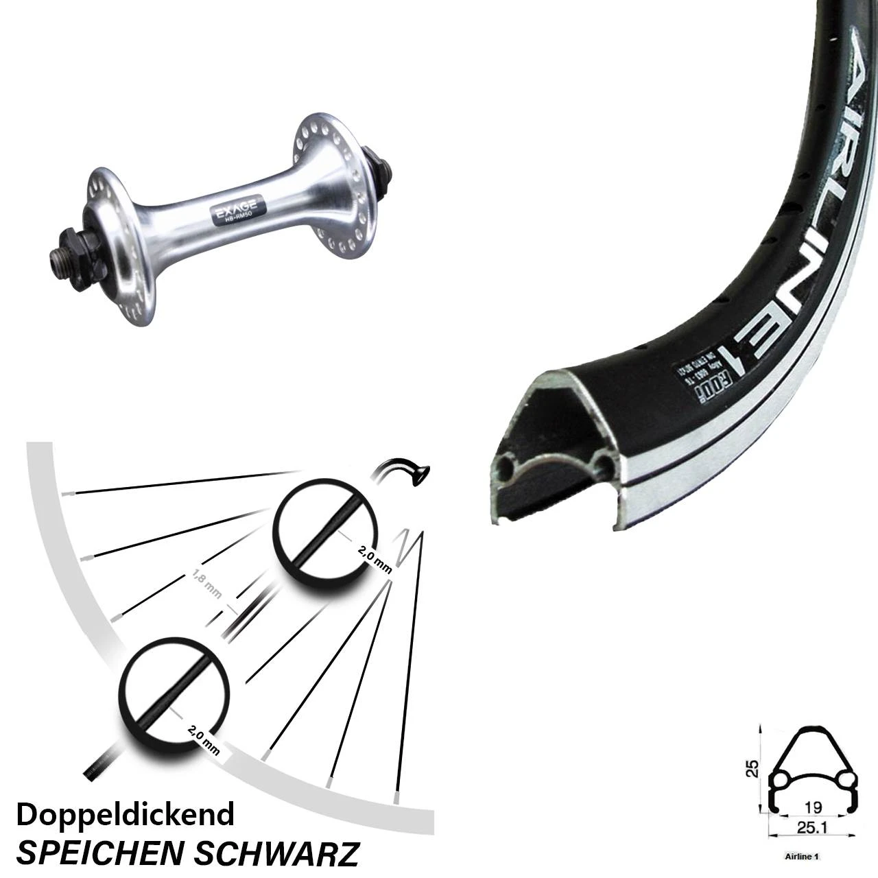 28 Zoll Laufrad VR Nabe Alu Silbern Rodi Airline 1 1 28 Zoll Laufrad VR Nabe Alu Silbern Rodi Airline 1