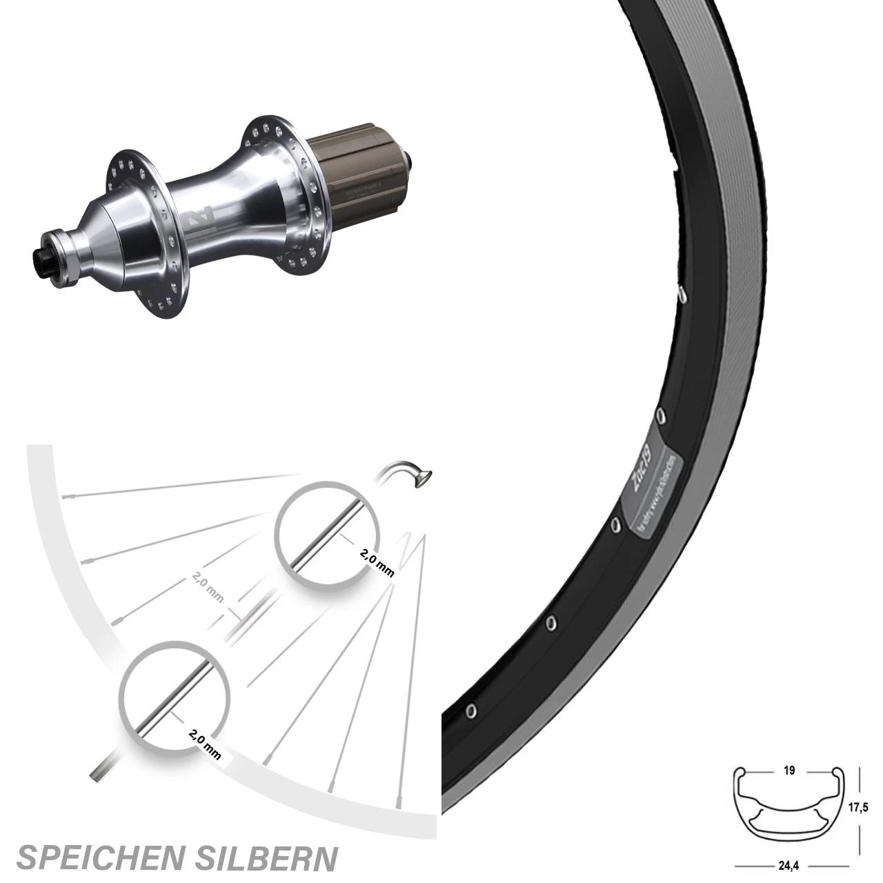 28 Zoll Ryde ZAC 19 Felgenbremse Hinterrad Novatec F162SB Silbern Schwarz 1 28 Zoll Ryde ZAC 19 Felgenbremse Hinterrad Novatec F162SB Silbern Schwarz