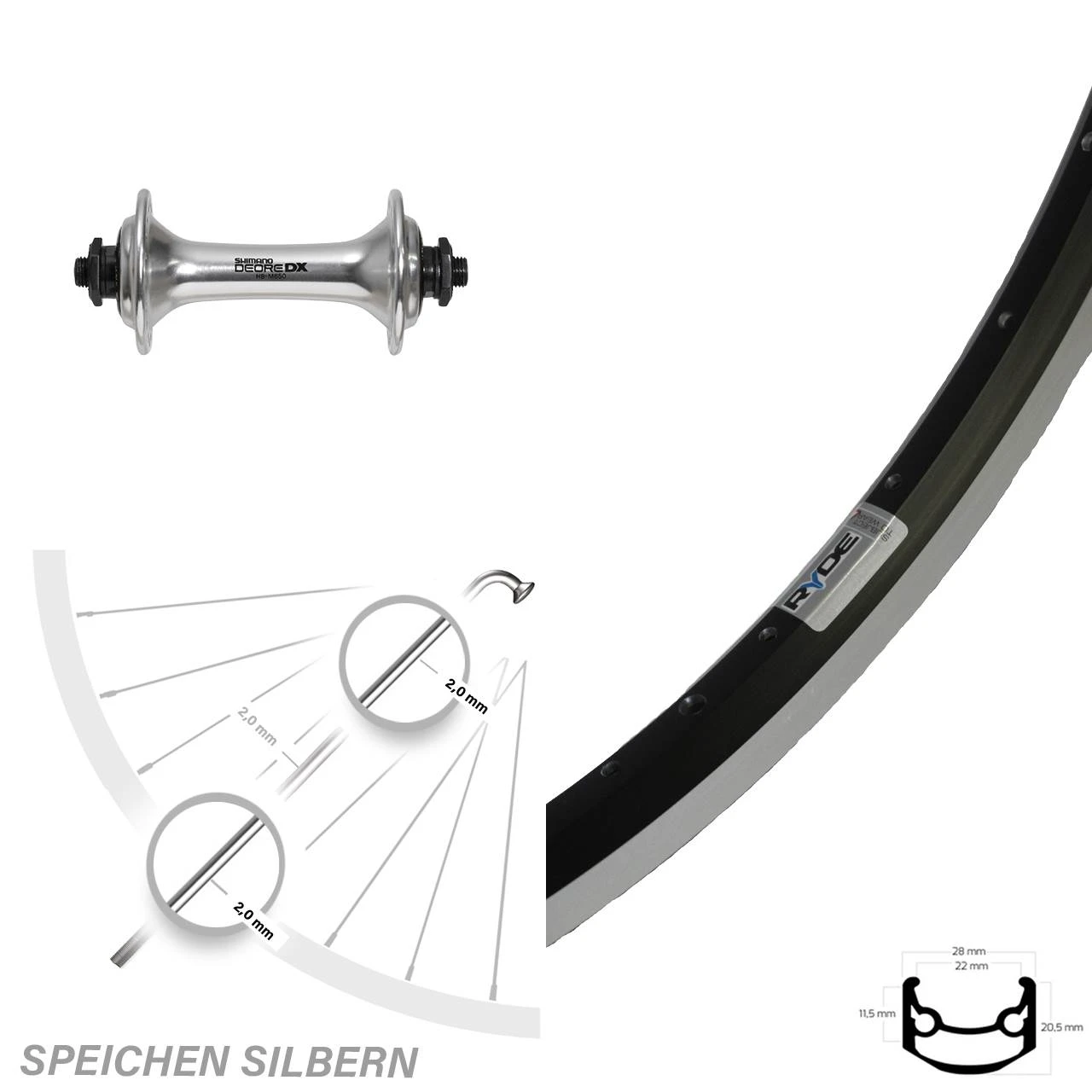 26 Zoll Laufrad Shimano Deore DX Ryde Andra 35 1 26 Zoll Laufrad Shimano Deore DX Ryde Andra 35