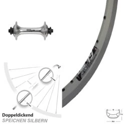 Shimano Deore DX Ryde ZAC 19 Felgenbremse Silbern Vorderrad 28 Zoll