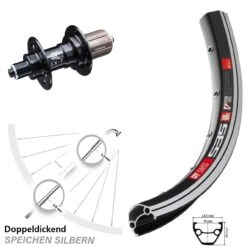 Dt-swiss Schwarzes 28 Zoll Hinteres Rad DT Swiss 535 Mit KX-T Nabe 135 Mm