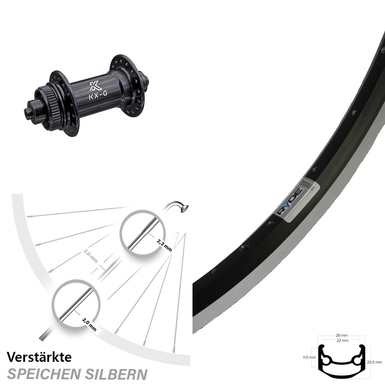 26 Zoll Vorderrad KX-G Für Schnellspanner Ryde Andra 35 Centerlock 1 26 Zoll Vorderrad KX-G Für Schnellspanner Ryde Andra 35 Centerlock