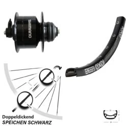 Dynamo Shimano DH3D72 Exal BE 21 Vorderrad 26 Zoll Schwarz