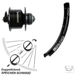 26 Zoll Nabendynamolaufrad Exal BE 25 Shimano DH-3D72 Centerlock Schwarz