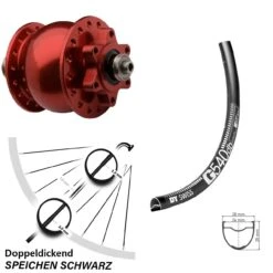 Dt-swiss Nabendynamo 5x100 Mm Vorderrad SON 28 Rot DT Swiss G 540 Disc 6-Loch Gravel