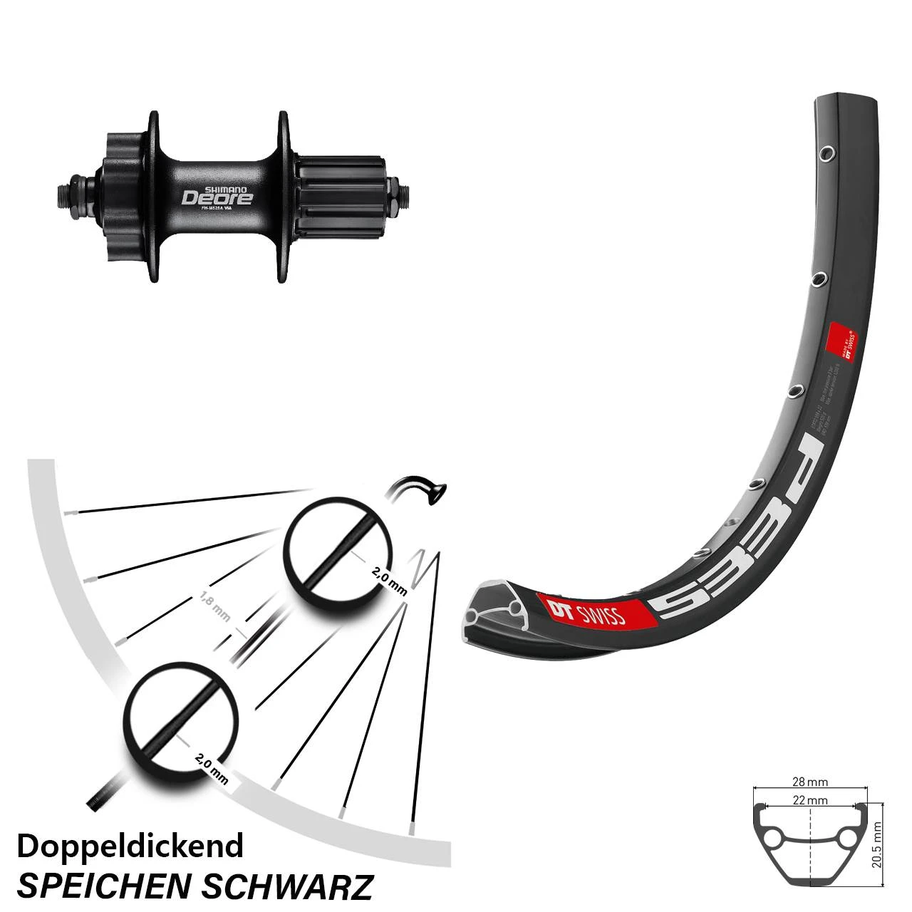 Dt-swiss DT Swiss 27,5 Zoll 533 6-Loch Shimano Hinterrad Schwarz 1 Dt-swiss DT Swiss 27,5 Zoll 533 6-Loch Shimano Hinterrad Schwarz
