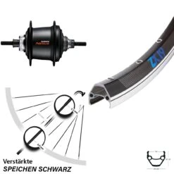 Exal Hinterrad ZX 19 26 Zoll Schwarz Mit Shimano Nexus 7-Gang Disc
